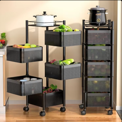 2 pcs 5 Layer Kitchen Vegetable (Fruits) Rack Square - ৫ লেয়ার কিচেন র্যাক