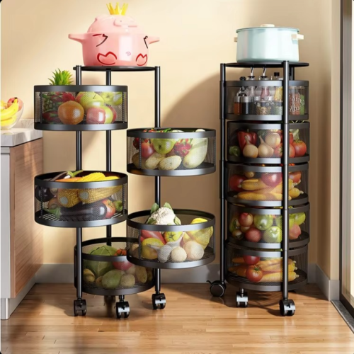2 pcs 5 Layer Kitchen Vegetable (Fruits)  Rack Round  - ৫ লেয়ার কিচেন র‌্যাক
