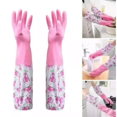 (১ জোড়া) Long Hand Gloves with Foam - থালা-বাসন ধোয়ায় গৃহিনীর সেরা সুরক্ষা