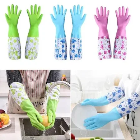 (৩ জোড়া) Long Hand Gloves with Foam - থালা-বাসন ধোয়ায় গৃহিনীর সেরা সুরক্ষা
